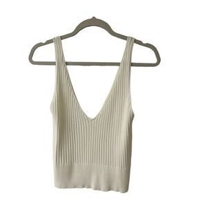 Line and dot sweater knit tank cream color sz Medium